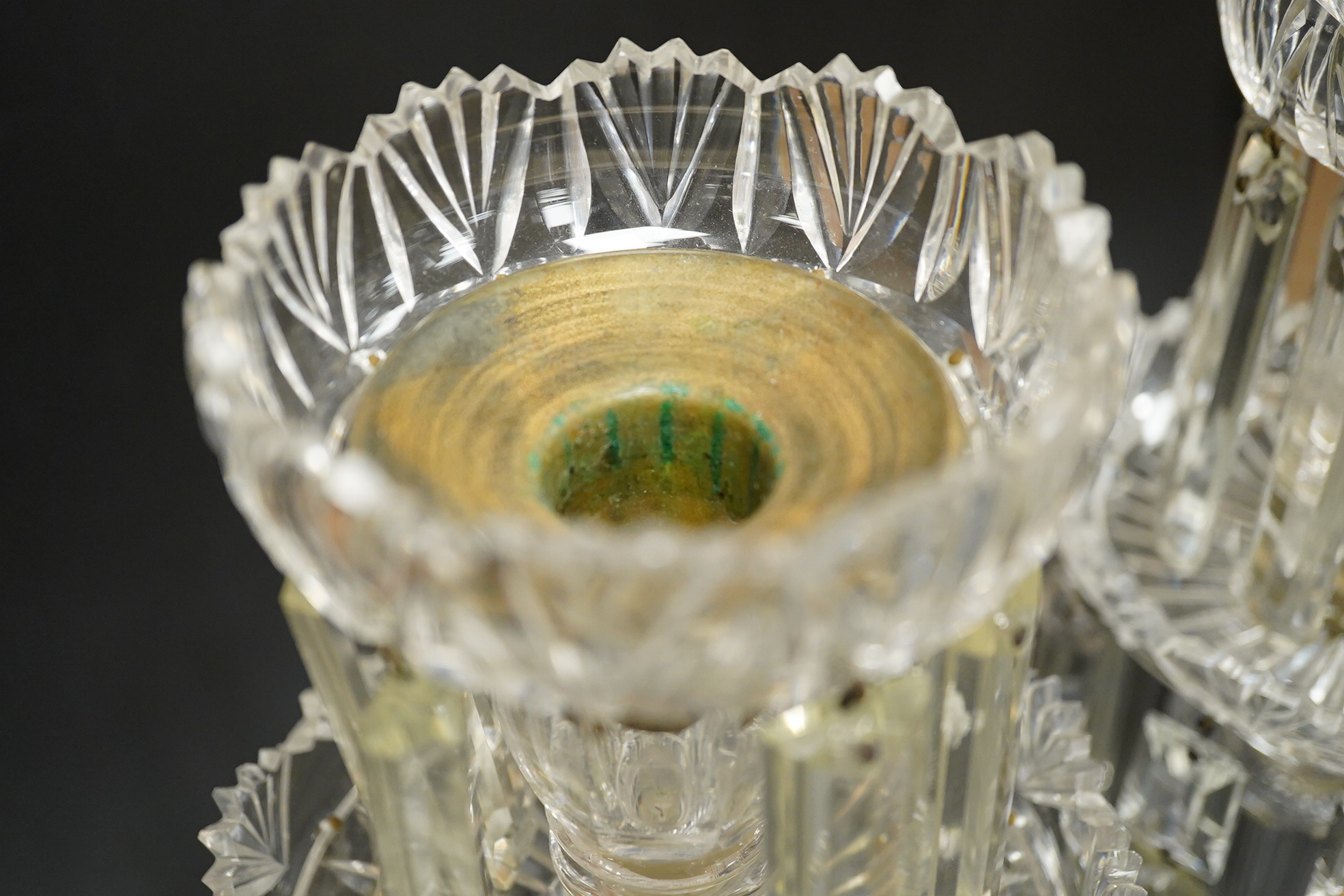 A pair of George IV cut glass lustres, 30cm high